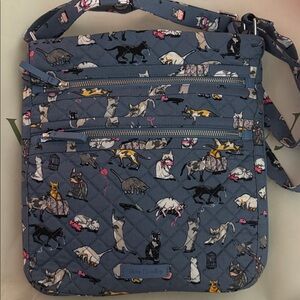 Vera Bradley Gray Cat Print Crossbody Bag VB701